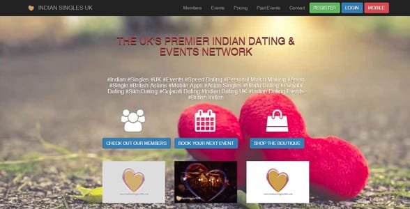 Screenshot der Homepage von IndianSinglesUK