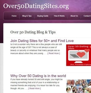 Screenshot del blog di Over50DatingSites.org