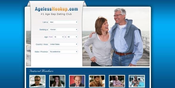 Captura de pantalla de la página de inicio de AgelessHookup