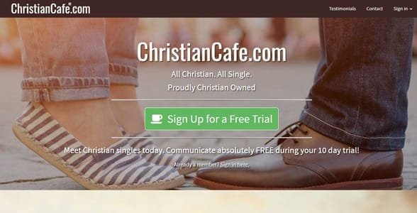 Screenshot van de homepage van ChristianCafe