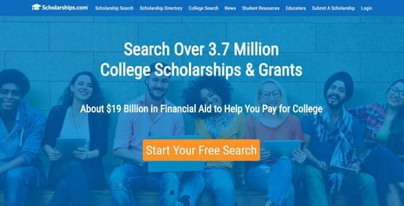 Scholarships.com'un ekran görüntüsü