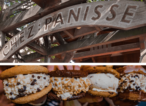Collage di insegna Chez Panisse e panini alla CREMA