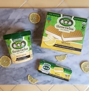 Three Twins'in limonlu kurabiye dondurma ürünlerinin fotoğrafı