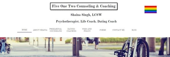 Capture d'écran du site Web de Shaina Singh