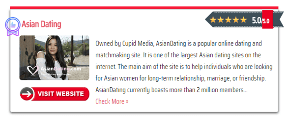 Screenshot della recensione della homepage su AsianDatingWebsites.net