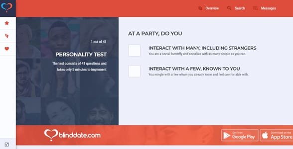 BlindDate.com test osobnosti