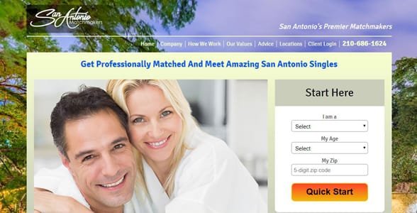 Screenshot der Matchmakers-Website von San Antonio
