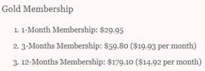 Captura de pantalla del desglose del costo de membresía de CasualDateSites.com