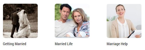 Snímek obrazovky sekce s radou Marriage.com