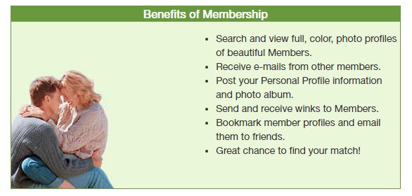 Screenshot der Vorteile der EraDating.com-Mitgliedschaft