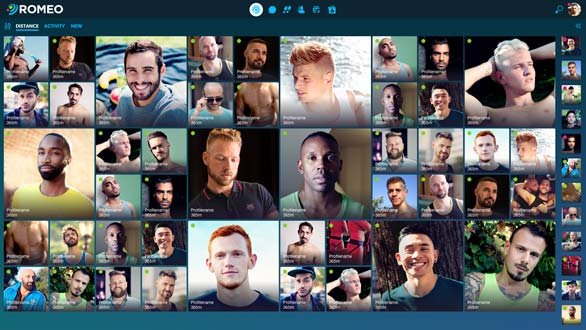 Screenshot einer Collage von Profilbildern auf ROMEO