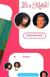 Screenshot von Tinders Match- und Chat-Funktionen