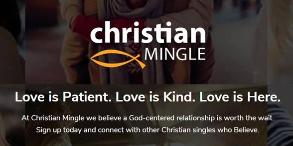 Screenshot van de ChristianMingle-homepage