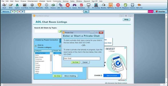 AOL Chat'in ekran görüntüsü