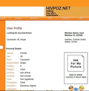 Schermata di HIVPoz.net