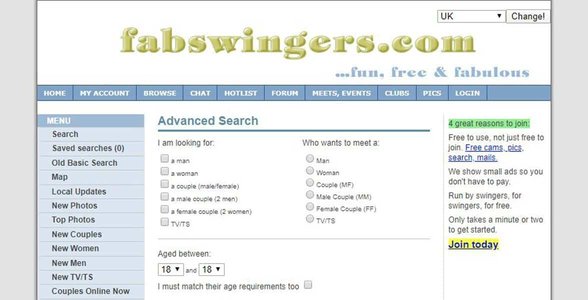 FabSwingers.com'un ekran görüntüsü