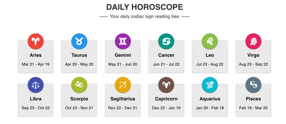Zrzut ekranu horoskopów w AstroTalk